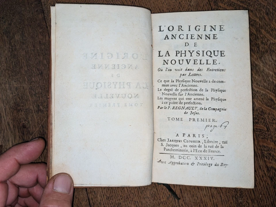 old book-Regnault - The ancient origin of new physics...T 1 - 1734 - Image 3 of 4
