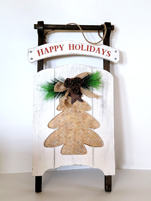 Home Reflections Merry Christmas Light-up Decorative Sled Tree w/ Timer Function