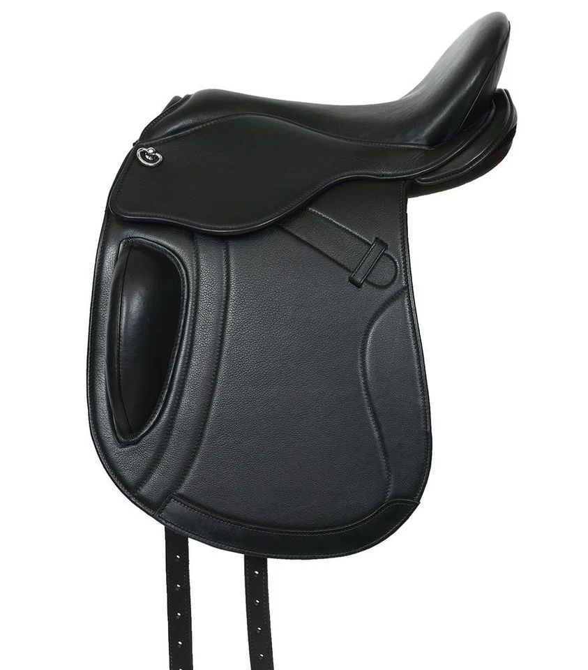 Selle de dressage sans arçon 1135 en cuir souple noir - Photo 2/4