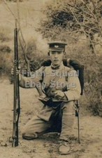 WW2 Picture Photo Japanese army infantry soldier with a rifle 6055