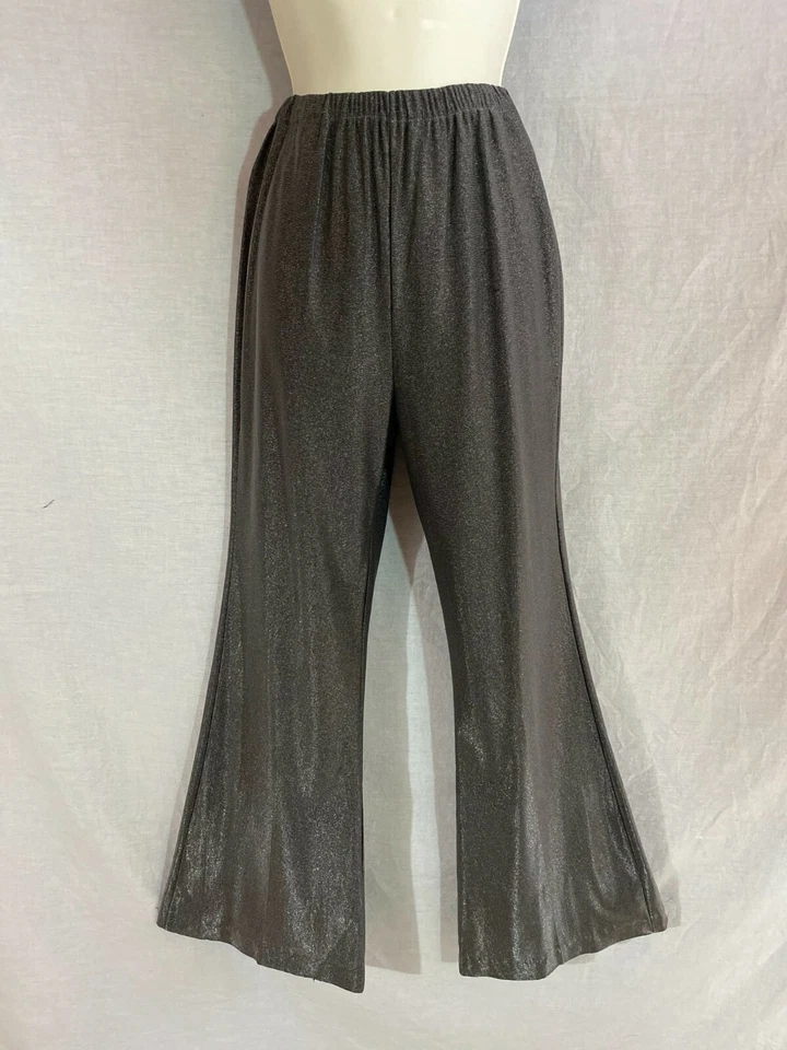 Conjunto de 2 Pantalones Traje De Colección Años 70 Plateado Metálico Superior Campana Parte Inferior Pantalones Disco M 28/30 Foto 2 de 4