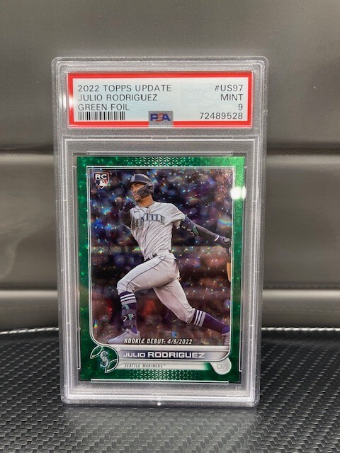 Julio Rodriguez - 2022 Topps Update 257/499 Green Foil Rookie #US97 PSA 9 RC