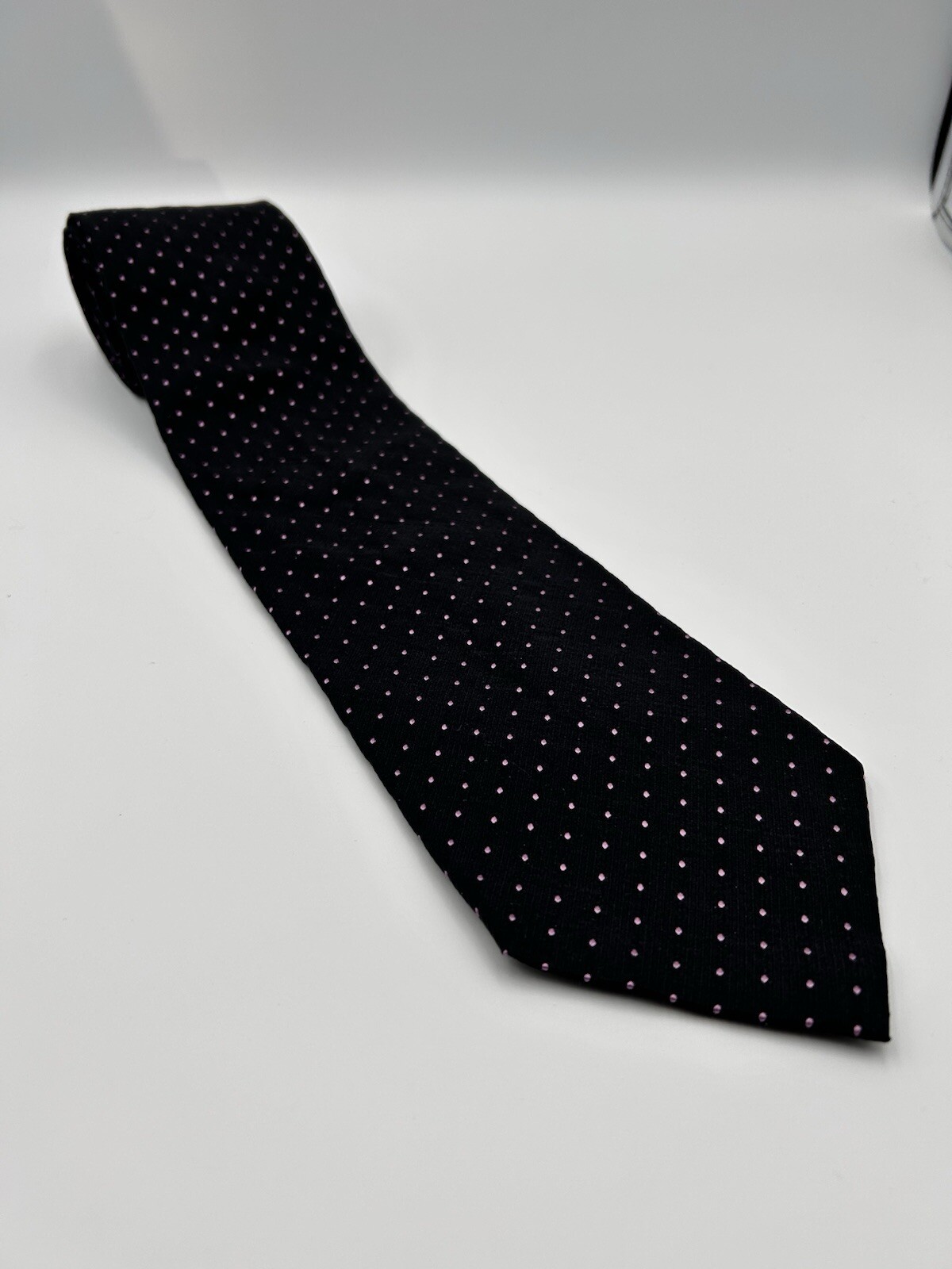 Fratelli Moda Silk Tie Necktie Solid Black Purple… - image 1