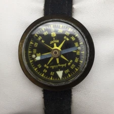 Vtg Johnny Walker Compass Watch Men 38mm Black Leather Band