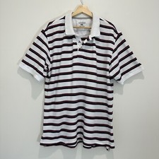 Colorado Polo Mens Size 2XL White Striped Short Sleeve VGC