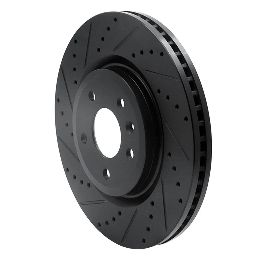 Rotores de freno delanteros negros perforados y ranurados izquierda y derecha para Ford Explorer 11-19 Foto 3 de 4