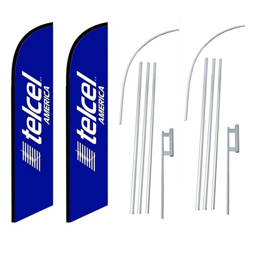 Telcel Amerika blaue Bande Flatterfeder Flagge | 3 Fuß B x 11,5 Fuß hoch - Bild 3 von 3
