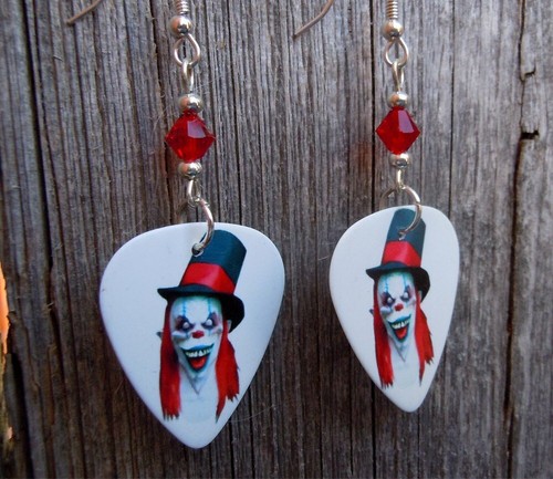 Evil Clown with Top Hat Guitar Picks with Red Swarovski Crystals - Picture 2 of 3