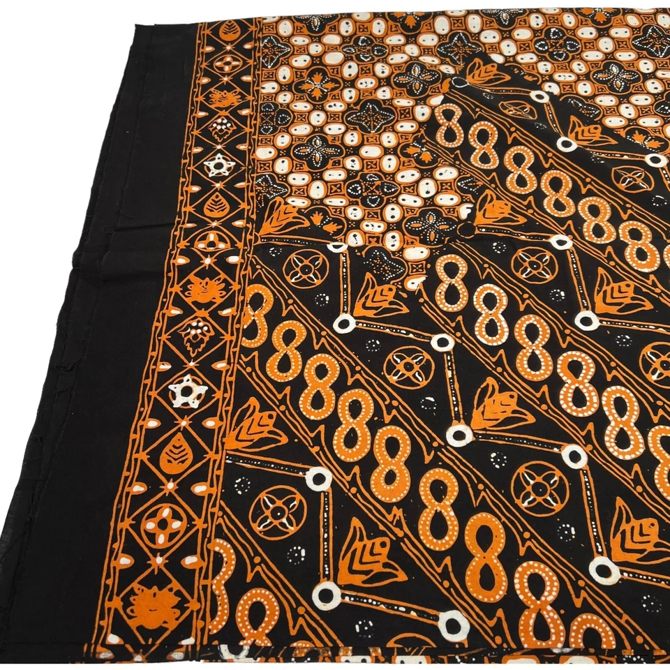 Batik Brown Black Cotton Fabric 2 Yards Long 42" Wide Sarong Skirt Crafts - Image 4 of 4