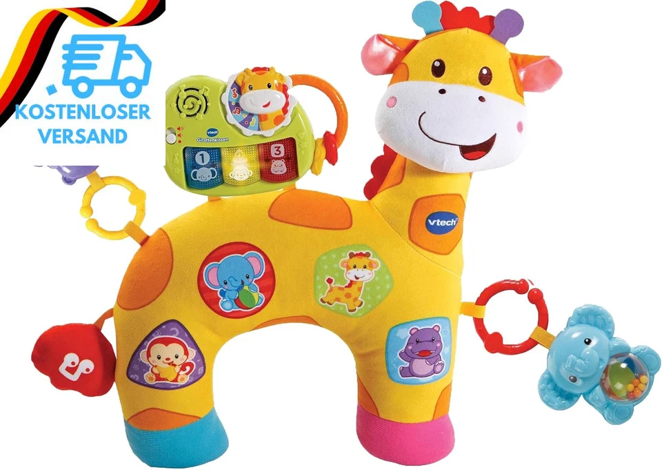 BESUCHE DEN VTECH BABY-STORE Vtech Baby Giraffenkissen – Niedliches Kissen Zum Kuscheln, Spielen in Bauchlage