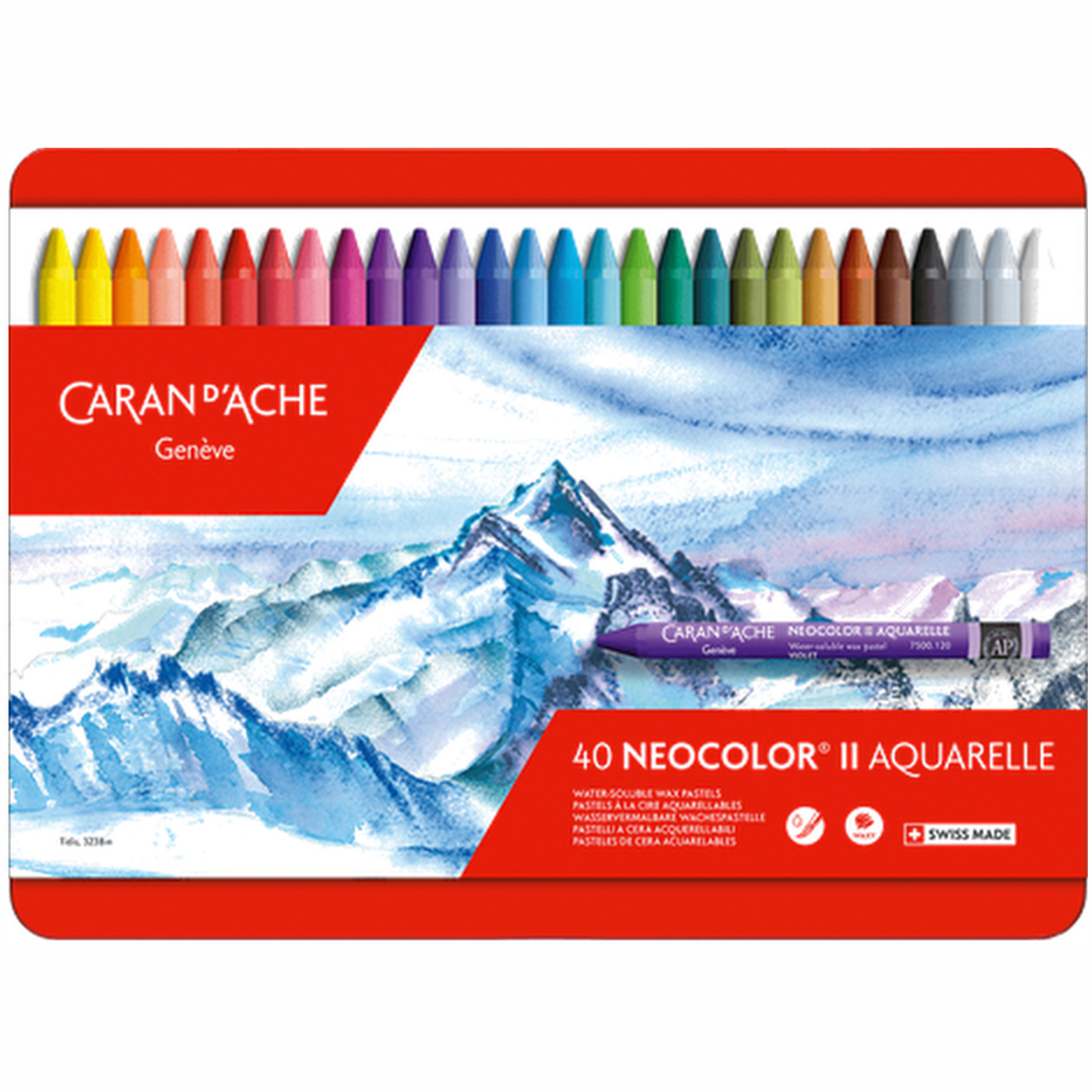 Caran d’Ache Neocolor II Water‑Soluble Wax Pastels Set of 40 – Artist Quality