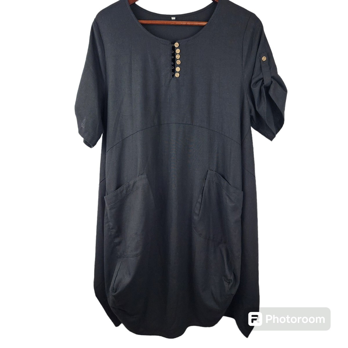 black loose linen dress Black Gauze Linen Dress 