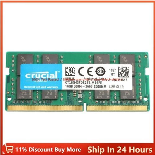 CRUCIAL 16GB DDR4 2666 PC4 21300 Laptop SODIMM 260Pin Notebook Memory RAM 1x 16G