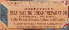 PROVIDENCE  RI TRADE CARD, HORSFORD'S SELF RISING. RUMFORD CHEMICAL WORKS   F52