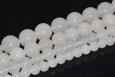 Natural White Jade Beads Grade A Round Gemstone Loose Beads 4/6/8/10/12MM 15"