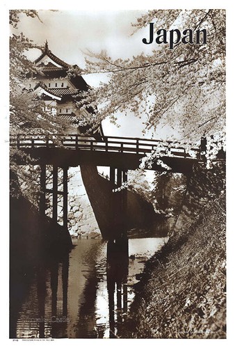 Japan - Hirosaki Castle - Vintage Travel Poster - Afbeelding 1 van 5