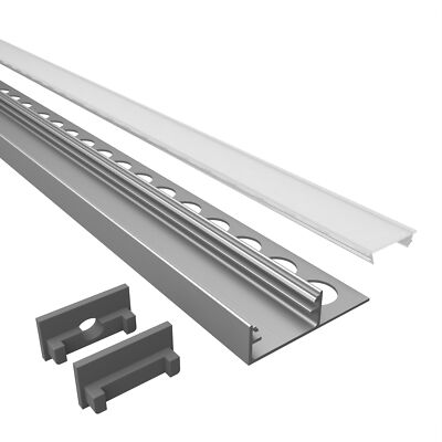 Led Alu Profil 2 m F2 Set Strip / Streifen 14 mm breit | Abdeckung mattiert