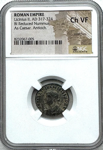 ROMAN EMPIRE - LICINIUS II AD317-324 - BI REDUCED NUMMUS - NGC CH VF - FREE SHIP