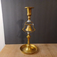 Vintage Brass Tavern Service Bar Bell Dinner Bell Tall Candlestick 