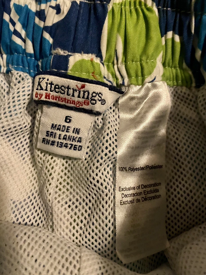 Kite Strings Boys Size 6 Blue Lime Floral Hawaiian Beach Swim Trunks Shorts EUC - Image 3 of 3