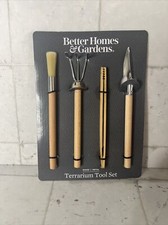 Better Homes & Gardens Terrarium Tool Set Wood Metal Rake Shovel Brush Tweezers