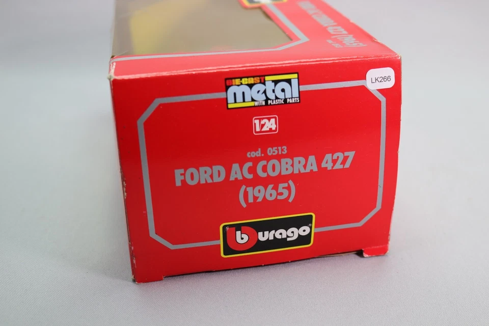 LK266 BURAGO 0513 1/24 1:24 Voiture Ford AC Cobra 427 cabriolet 1965 orange - Photo 4/4
