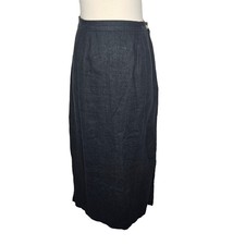 VTG 20 South Black 100% Linen Maxi Skirt Women's Small Made in USA Elastic Slit