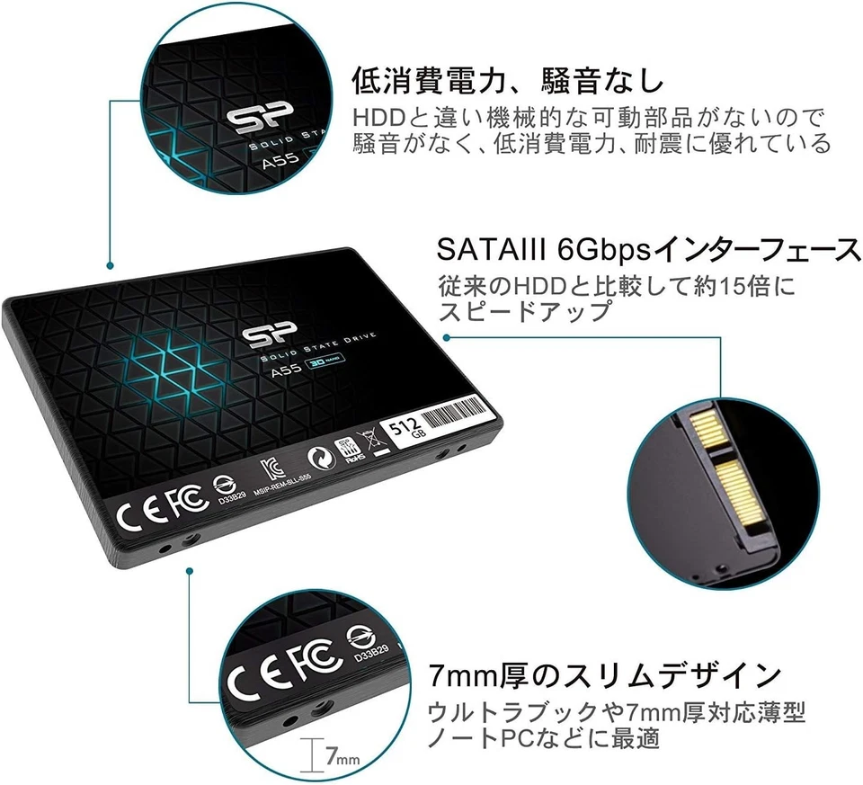Silicon Power-256GB SSD 3D NAND A55 SLC Cache Performance Boost SATA III 2.5" 7m - Image 2 of 4