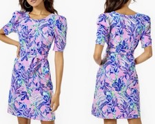 Lilly Pulitzer Harriet Dress Straight Fit Sash Lilac Pink Short Summer Women’s L