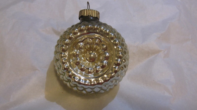 Vintage Christmas Shiny Brite Bumpy Double Indent Glass Ornament Oreo
