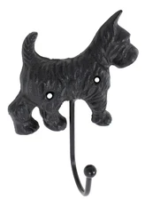 Decorative Cast Iron Dog Sculpture Wall Hook, Black
