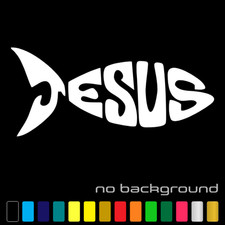 Jesus Fish Sticker Vinyl Decal - Christian Religion Cross God Wall Car Window
