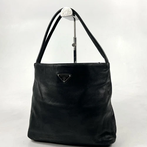 Sac Prada tout cuir une bandoulière noir 790 authentique