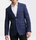 Tom Baine Mens Slim fit Sport Coat Blazer 42 R Blue Plaid