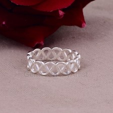 925 Sterling Silver Infinity Knot Band Ring - Openwork Filigree Eternity Band