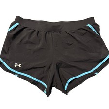 Under Armour Women Fly By 2.0 Shorts Large Blue Lined Gym Run HeatGear