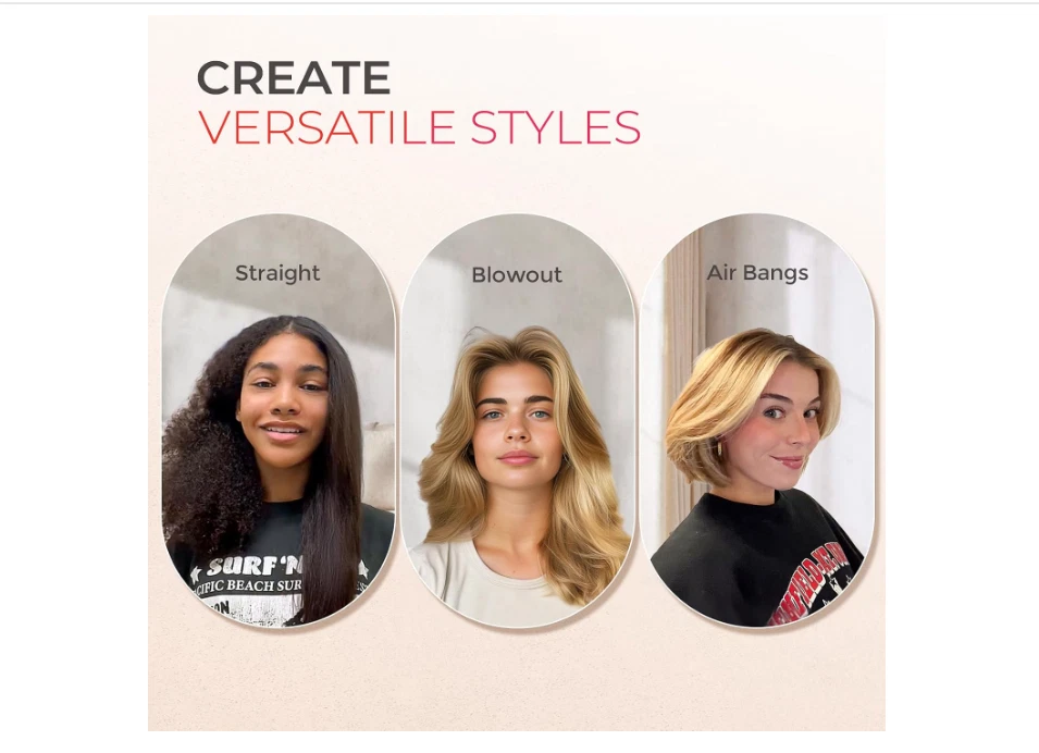 Anillo Cepillo Alisador - Plancha con Peine, 5 Niveles y Calentado en años 20, Melocotón Foto 4 de 4