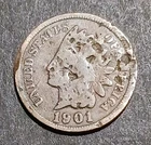 1901 Indian Head Cent Penny Antique U.S.A. Wheat Cent Pitted Tough Coin