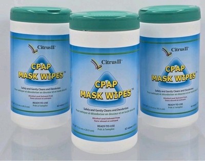 3 Pack - Citrus II Cpap Mask Wipes - Count of 62 x 3 =186 NEW