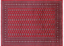 Red 8' 0" X 10' 4" Silky Bokhara Hand-Knotted Wool Rug - Q23764