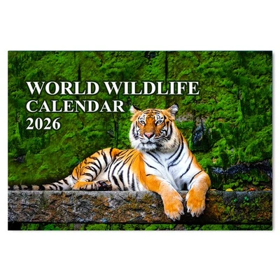 PACKWITH STICKERS 2026 Wildlife Wall Planner Calendar A4, 12 Months, January to December