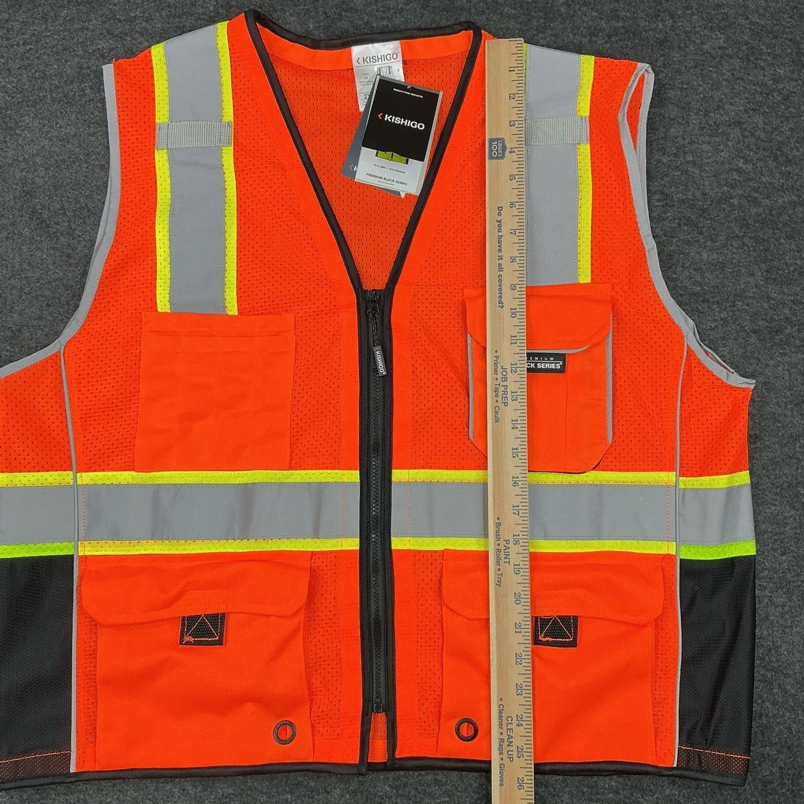 Kishigo 1514 Black Series Heavy Duty Safety Vest Unisex 2X Orange Reflective NWT - product detail image 11