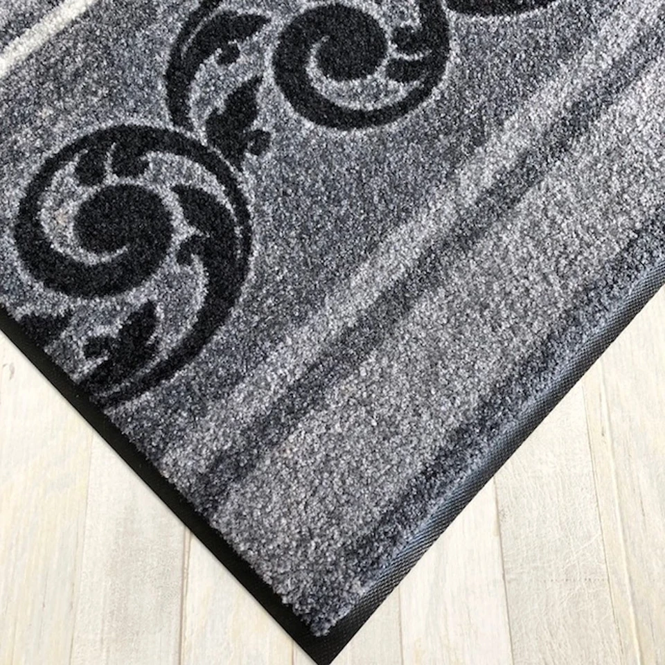 Waschbare Fußmatte Arabeske Barock grau 50x75cm Fußabstreifer Türvorleger - Bild 2 von 3
