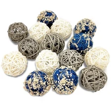 15 Pcs 2 in Wicker Rattan Balls and Faux Moss Decorative Balls for Vase Cente...