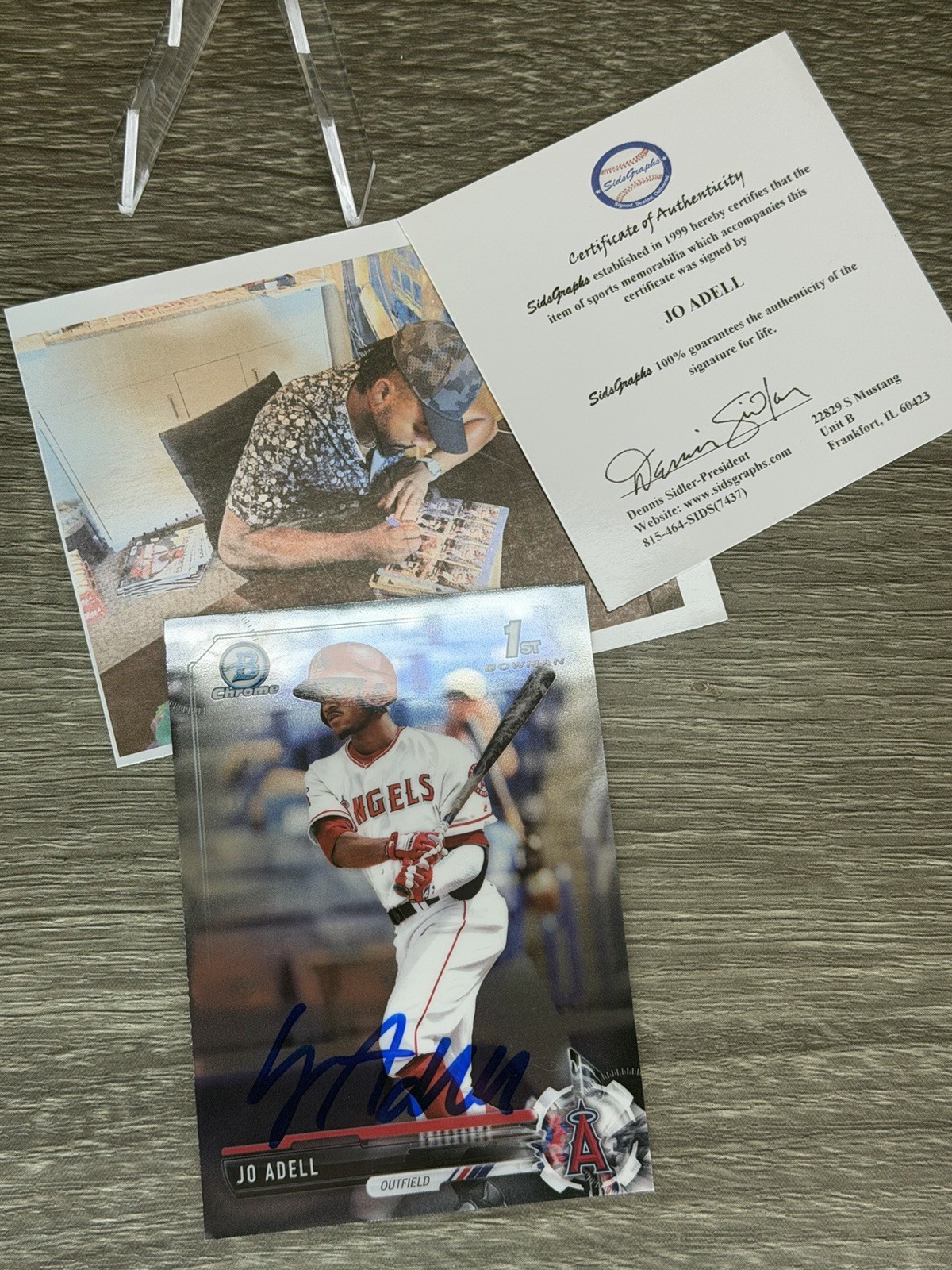 JO ADELL 2017 BOWMAN CHROME DRAFT #CDA-JA 1ST AUTO ANGELS On Card W/ Coa