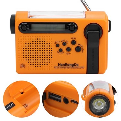 Portable Full Band Radio Solar Charging FM/AM Radio With Flashlight For Emer SET
