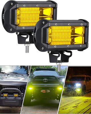 Chelhead Yellow Fog Lights, 5 Inch 72W Led Light Bar Off Road Amber Led Driving