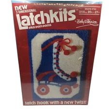 Roller Skate Latch Hook Kit 3D Latchkits Betty Wilkinson Vintage 2753 20" x 27"