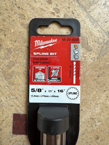 Milwaukee 48-20-4305 5/8 In. X 16 In. 4-Cutter Spline Rotary Hammer Drill Bit - Picture 2 of 2