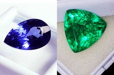 Loose Gemma Tanzanite Naturale & Smeraldo Certificato 8 A 10 KT Per Saldi TE017